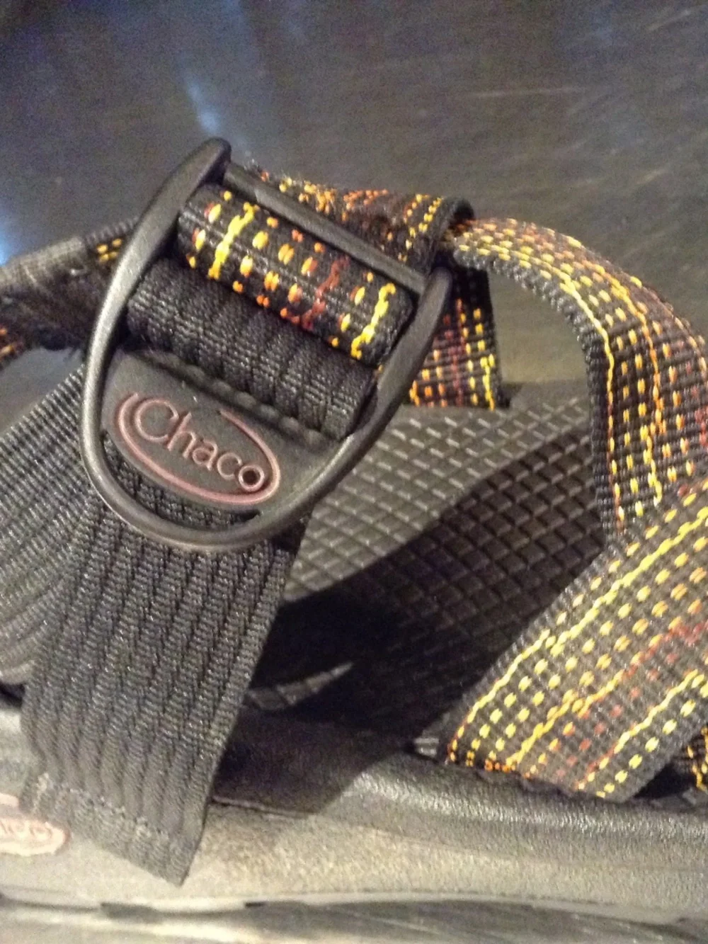 Chaco Z/Cloud Men's Size 7 Black w/ Orange/Yellow/Rust Sandals JCH107347